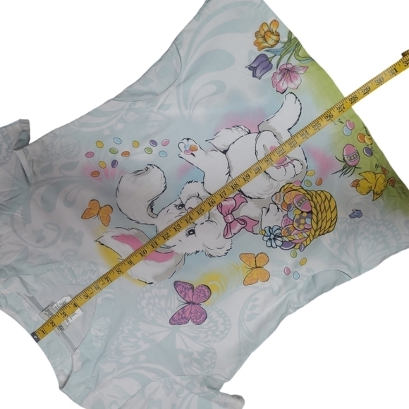 UA Scrubs “Happy Easter Bunny” White Top Size Medium – Uniform Advantage Vintage - Picture 5 of 7